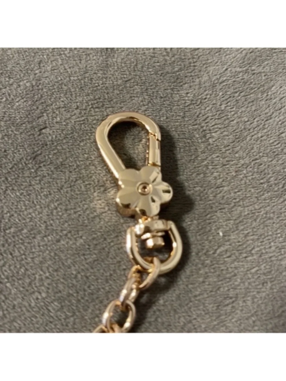 CHANEL Gold-Tone Charm Chain Strap with Crystal Lettering